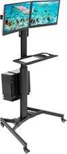 Mount-It Dual Monitor Computer Cart – Mobile Standing Desk W/ Wheels Rolling picture