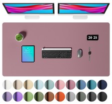 Faux Leather Desk Mat Large Mouse Pad NonSlip PU Blotter Dark Pink 47.2x23.6 picture