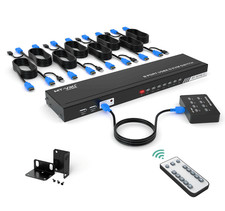 MT-VIKI 8 Port HDMI KVM Switch, 4K 30Hz, USB 2.0 Hub, IR Remote, Wire Desktop picture