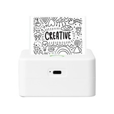 White Wireless Mini Portable Inkless Thermal Printer Label Maker Plus Paper picture