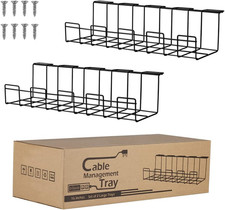 Cable Management Tray Set of 2 16 Inch Metal Organizer for Wire and Power Strip picture
