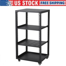 2 Shelves 12U/15U/20U Open Frame Server Rack with Casters Wall/Floor for IT AV picture