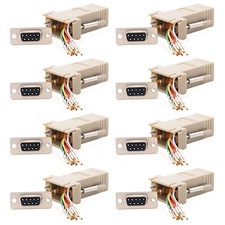 8 Pcs DB 9 RS232 Serial DB9 Female to RJ45 8P8C Network Modular Adapter Ivory picture