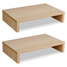 2 PCS Wood Monitor Stand Riser Adjustable Dual Display Desktop Organizer PC picture