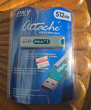 Vintage PNY Attache 512MB USB 2.0 Flash Drive P-FD512U20-RF New Sealed Staples picture