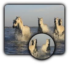 White Horses Running Water Mouse Pad + Coaster -1/4
