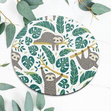 Cute Floral Sloth Animal Leaves Mouse Pad Mat Office Desk Table Accessory Gift picture