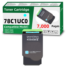 78C1UC0 Cyan Toner Cartridge Compatible for Lexmark CS521 CS622de  CX622 CX625 picture