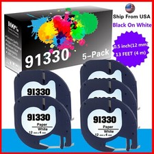 5 PK 91330 Label Tape Compatible for Dymo LetraTag LT-100H LT-100T QX 50 picture