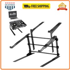 Pyle PLPTS38 Portable Dual Laptop Stand Adjustable Ergonomic DJ Mixer Desk Black picture