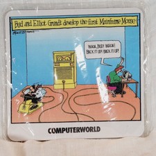 Vintage Computerworld Mouse Pad Bud & Elliot Grundt Develop The First Mainframe  picture