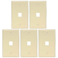 5 Pcs 1 Hole Port Keystone Jack Insert Wall Plate Faceplate 1-Gang Smooth Ivory picture