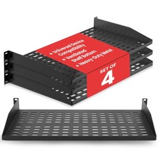 Pyle 19-Inch 1U Server Rack Shelf - 4 Pcs Vented Metal Shelves 4 Pack, Black picture