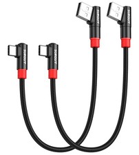 SUNGUY Right Angle USB C to A Cable 2Pack [1FT/0.3m] 18W Short 90 1FT, Black picture