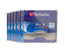 Verbatim 5pk Blu-Ray BD-R LTH Type Recordable Discs in Cases 25GB 2X #96569 picture