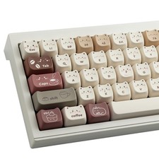142 PCS PBT Keycaps Cute Coffee Cat Mechanical Keyboard Custom Caps Set picture