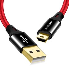 AGVEE 2 Pack 6.6ft Mini USB Cable, Braided Durable USB-A to 6.6ft+6.6ft, Red picture