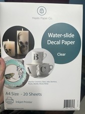 Hayes Paper Co Waterslide Decal Clear Inkjet, A4-20 Sheets 10x lot picture