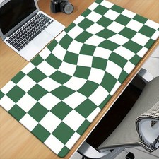 1pc a Green And White Checkered Printed Desk Pad, a Multifunctional XXL Mousep picture