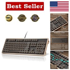 RK104 Mechanical Keyboard, Wired Full-Size 104 Keys with Typewriter Round Key... picture