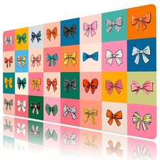 Colorful Geometric Girly Cute Bow Desk Pad for Keyboard Desk Mat 31.5x15.7 inch picture