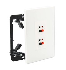 2 Port Spring Loaded Speaker Wall Plate with 1 Gang Mounting Bracket – Self C... picture