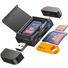 6in1 SD/TF Card Reader Adapter with SD Card Storage USB A & Type C Port & USB... picture