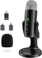 ZealSound Wireless Microphone for PC, Noise Cancellation Podcast Black+Silver picture