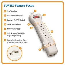 Tripp Lite SUPER-7 Outlet Surge Protector Power Strip 7ft Cord Right Angle Plug picture
