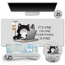 Cat Ergonomic Mouse Pad with Wrist Rest Desk Mat Sets Accessories, Cute Mouse... picture