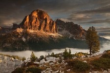 Landscape nature dolomites mountains fall forest mist Custom Gaming Mat Desk picture