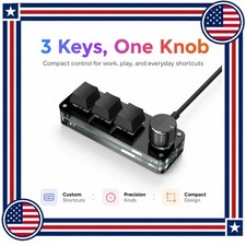 RGB Macro Programming Keypad Mini 3-Key Hot Swap Mechanical Keyboard with Knob picture