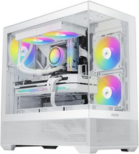 V40 White ATX Mid Tower PC Case, 6 Pre-Installed 120Mm ARGB PWM Fans, Dual Tempe picture