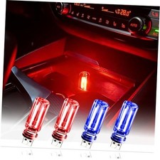 USB LED Ambient Light 4 Pack, RGB Clear Glass Mini USB Lamp Touch 2 Red&2 Blue picture