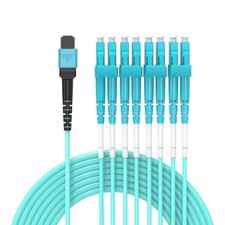 8 Meters Aqua MPO MTP To 8xLC 8 Strands Breakout Fanout Fiber Optic Cable picture