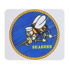 CafePress US Navy Seabees Mousepad Non-Slip Rubber 9.25 x 7.75 inches, white  picture