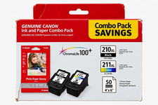 Canon Genuine PG-210XL Black CL-211XL Color Ink + 4x6 Glossy Photo Paper 50 picture
