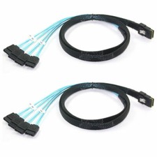 2x Mini SAS to 4-SATA SFF-8087 Multi-Lane Forward Breakout Internal Cable 50CM picture
