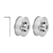 2Pcs 2GT Timing Pulleys - [8mm Bore x 40mm Diameter]60 Teeth, Silver Tone picture