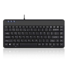 Perixx PERIBOARD-409H Wired USB Mini Keyboard with 2 USB Hubs, Black, US English picture