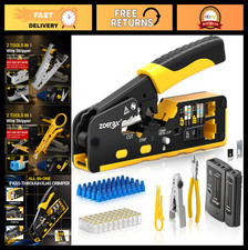 Pass-Through Crimping Tool Kit for Cat7/Cat6/Cat5 Ethernet - Tester, Stripper, 5 picture