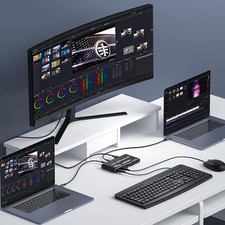 USB C KVM Switch 100W PD Dual Port TypeC KVM Switcher For 2 Laptop 1 Monitor picture