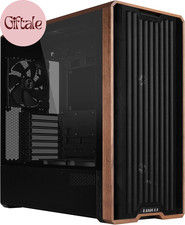 LANCOOL 217 Genuine Walnut Wood Computer Case, Mid-Tower ATX PC Case with 5 Pre- picture