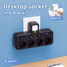EU Plug Wall Mounted Power Strip 3 Outlets 2 USB Ports Surge Protector Switch picture