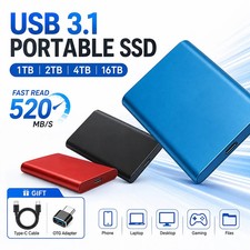 External Hard Disk SSD Hard Drive USB 3.1 Data Storage Laptop PC Phone Mac Gift picture