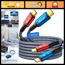 6.6FT Thunderbolt 4 Cable 2-Pack, 40Gbps, 240W PD, 8K@60Hz, Dual 4K, USB4 Compat picture
