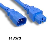 Kentek Blue 2' ft 14 AWG Color Power Cord IEC60320 C14 to IEC60320 C15 15A/250V picture