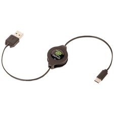 ReTrak Retractable Charge and Sync USB Type-C to 1 Count (Pack of 1), BLACK picture
