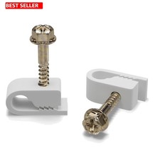 Coaxial Cable Clips Screws 1/4 In White 100 Pk Outdoor Exterior Cord Management picture