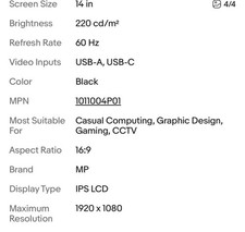 Mobile Pixels 259266 Mn 101-1004p01 Trio Max 14 1920x1080 300nit Metallic Black picture